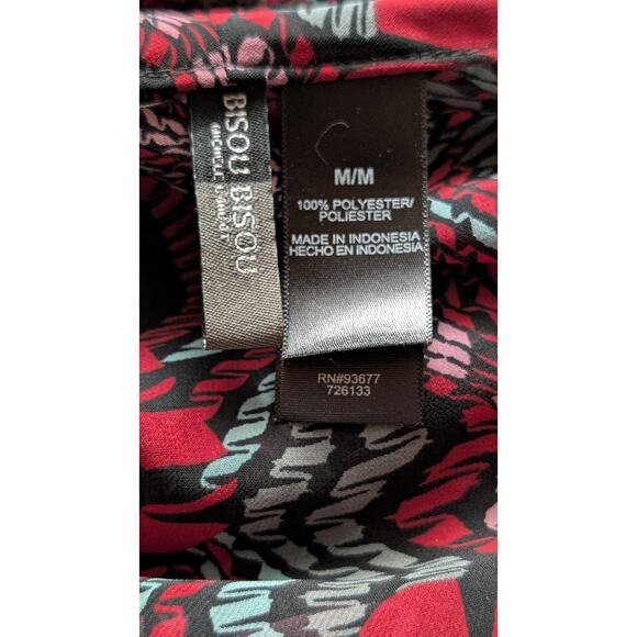 BISOU BISOU Womens Sheer Smocked Midriff Tunic Top M Boho Sleeve Whimsical Artsy - Picture 5 of 5